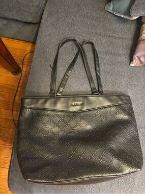 Nine West Black Embossed Faux-Leather Tote
